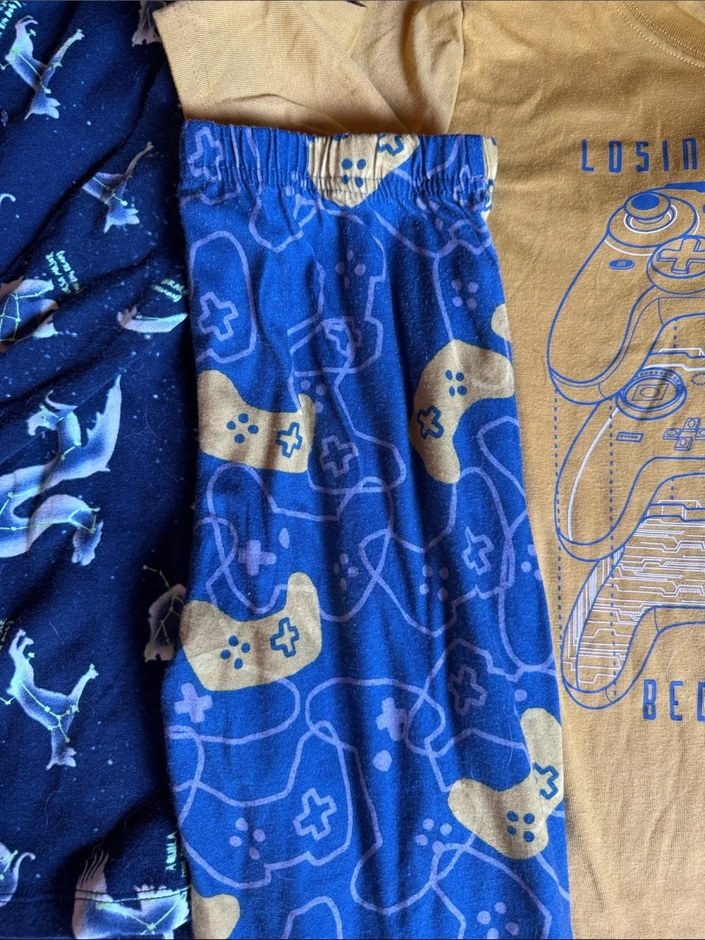 Lot of 3 size 10y Kids Dino constellation and Controller Two-Piece Pajama Set